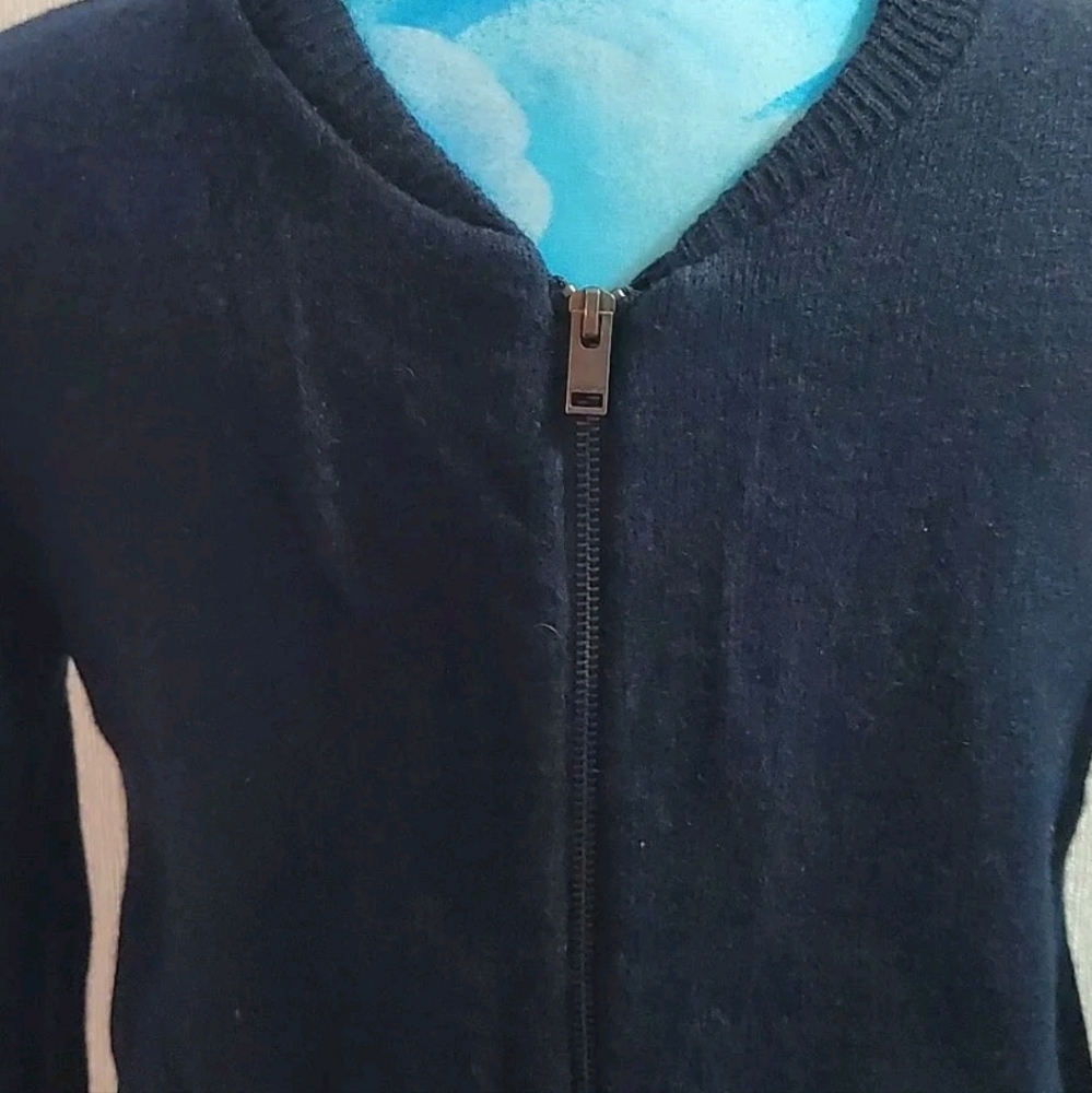Lindbergh WHITE Wool Full Zip Up Cardigan Casual Navy Blue Small 36" Golf Wear - Picture 2 of 8